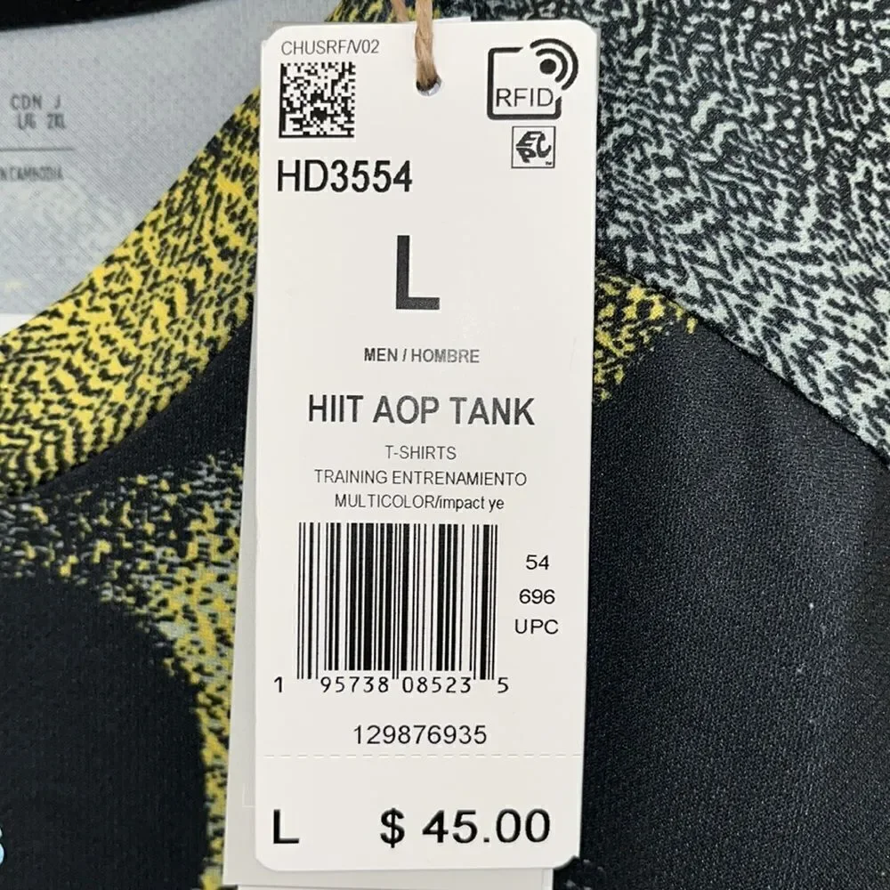 New Adidas Training Tennis Black Yellow Aeroready camo tank sleeveless shirt 💪